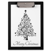 黒と白の二重のミニマルクリスマスツリー クリップボード (正面)