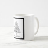 黒と白の二重のミニマルクリスマスツリー コーヒーマグカップ (正面右)