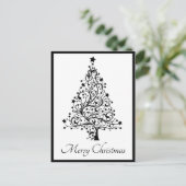 黒と白の二重のミニマルクリスマスツリー ポストカード (スタンド正面)