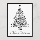 黒と白の二重のミニマルクリスマスツリー ポストカード (正面)