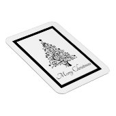 黒と白の二重のミニマルクリスマスツリー マグネット (右側)