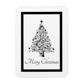 黒と白の二重のミニマルクリスマスツリー マグネット (縦)