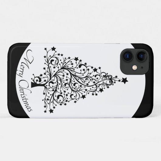 黒と白の二重のミニマルクリスマスツリー Case-Mate iPhoneケース (裏面(横))