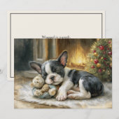 黒と白の仔犬のクリスマス眠り シーズンカード (正面/裏面)