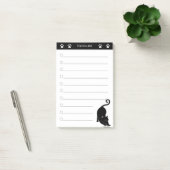 黒と白の付箋に描かれたかわいい黒猫 ポストイット (オフィス)