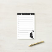 黒と白の付箋に描かれたかわいい黒猫 ポストイット (デスク上)