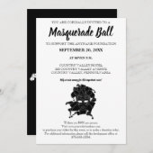 黒と白の仮装ボール募金会Gala 招待状 (正面/裏面)