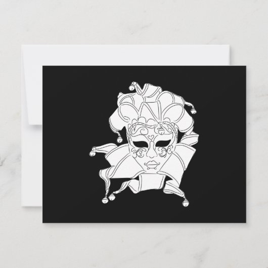 黒と白の仮装ボール募金会Gala RSVP 招待状 (裏面)