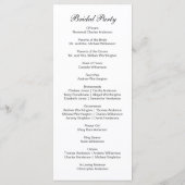 黒と白の伝統的なクラシック結婚式プログラム メニュー (裏面)