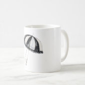 黒と白の傘 雨 コーヒーマグカップ (正面右)