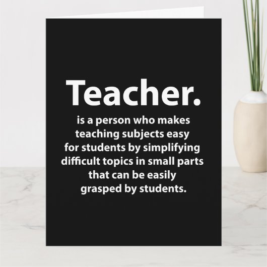 黒と白の先生感謝カード カード (正面)