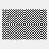 黒と白の光学錯覚モザイクパターン ラッピングペーパーシート (正面)