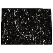 黒と白の光沢のあるグリッターキラキラ甘16 ラージペーパーバッグ (裏面)