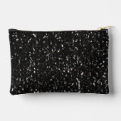 黒と白の光沢のあるグリッタースパークルモノグラム アクセサリーポーチ (裏面)