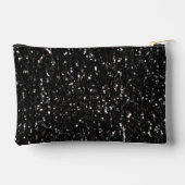 黒と白の光沢のあるグリッタースパークルモノグラム アクセサリーポーチ (裏面)