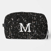黒と白の光沢のあるグリッタースパークルモノグラム ドップキット (正面)