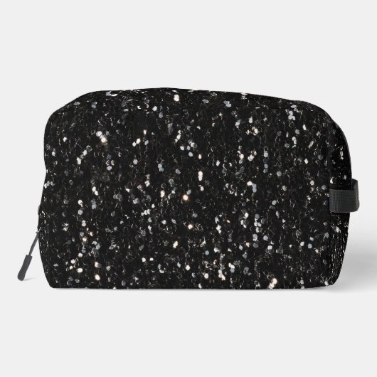 黒と白の光沢のあるグリッタースパークルモノグラム ドップキット (裏面)