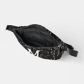 黒と白の光沢のあるグリッタースパークルモノグラム ファニーパック (見開き)