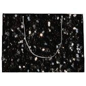 黒と白の光沢のあるグリッタースパークルモノグラム ラージペーパーバッグ (裏面)