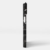 黒と白の光沢のあるグリッタースパークルモノグラム iPhoneケース (右側面)