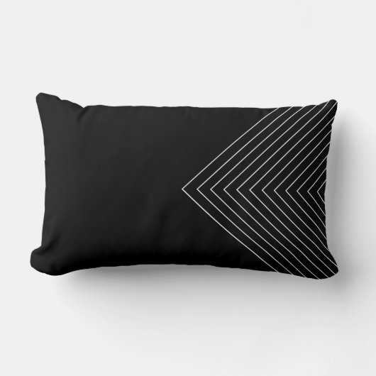 黒と白の入れ子になった正方形 ランバークッション (正面)