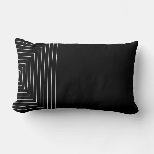 黒と白の入れ子になった正方形 ランバークッション (正面)