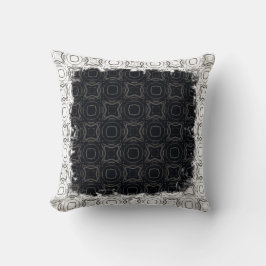 黒と白の円とひし形 クッション