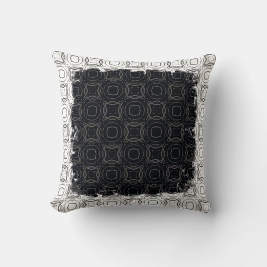 黒と白の円とひし形 クッション (正面)