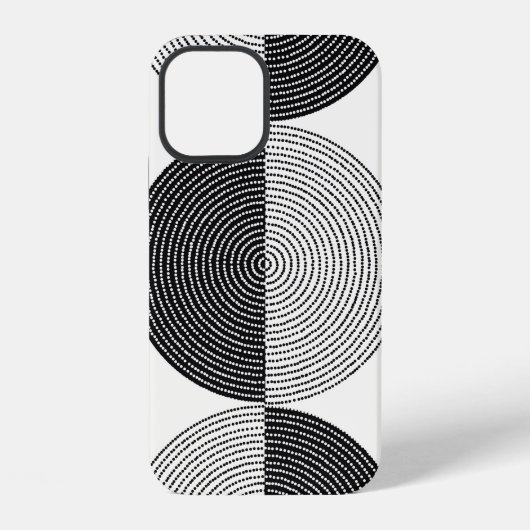 黒と白の円のシームレスパターン iPhoneケース (裏面)