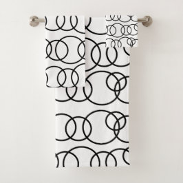 黒と白の円のバブルパターン バスタオルセット