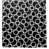 黒と白の円パターン シャワーカーテン (正面)