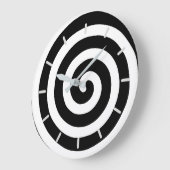 黒と白の円形時計における同心螺旋 ラージ壁時計 (傾斜)