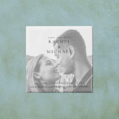 黒と白の写真の結婚式の日付を保存 マグネット