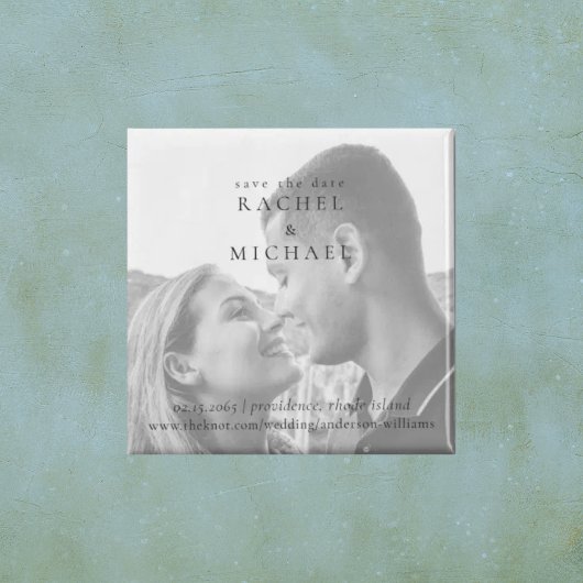 黒と白の写真の結婚式の日付を保存 マグネット