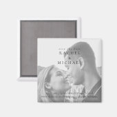 黒と白の写真の結婚式の日付を保存 マグネット (正面/裏面)