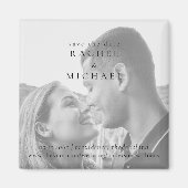 黒と白の写真の結婚式の日付を保存 マグネット (正面)