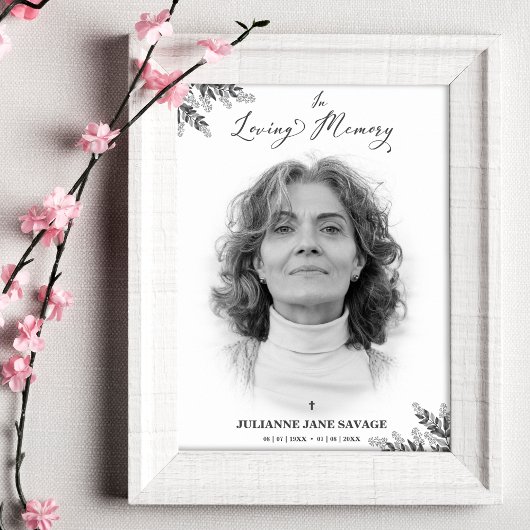 黒と白の写真の追悼ポスター葬儀メモリアルサービス ポスター