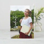 黒と白の写真スクリプト卒業発表 招待状 (スタンド正面)