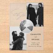 黒と白の写真モダンの結婚式の日付を保存 アクリル招待状 (正面)