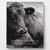 黒と白の写真:Black Angus Steer フォトプラーク (正面)