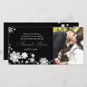 黒と白の冬の結婚式ありがとうフォトカード サンキューカード (正面/裏面)