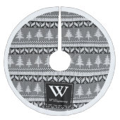 黒と白の北欧のモミの木+ファミリ名 ブラッシュドポリエステルツリースカート (正面)