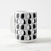 黒と白の半円幾何学模様 コーヒーマグカップ (正面左)