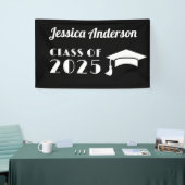 黒と白の卒業をパーソナライズ 横断幕 (トレードショー)