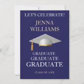 黒と白の卒業パーティー 招待状 (正面)