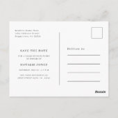 黒と白の卒業写真 Save The Date ポストカード (裏面)