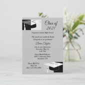 黒と白の卒業帽の招待状 招待状 (スタンド正面)