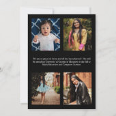 黒と白の卒業発表ひまわり 招待状 (裏面)