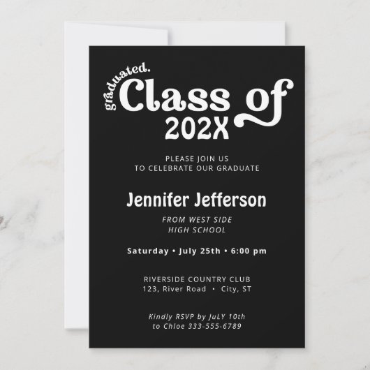 黒と白の卒業記念写真背景  シーズンカード (正面)