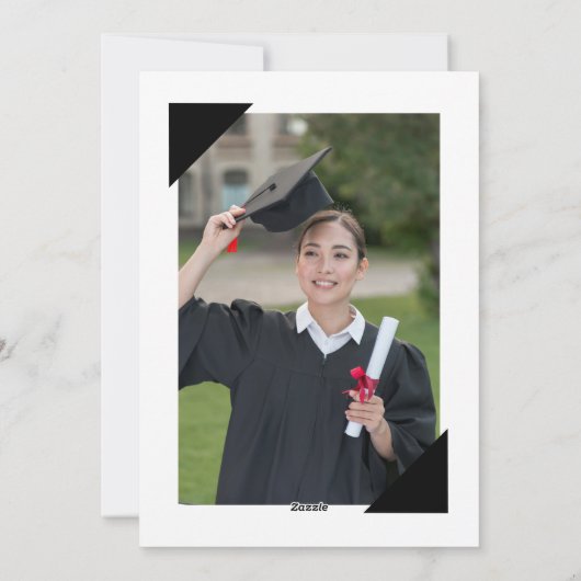 黒と白の卒業記念写真背景  シーズンカード (裏面)